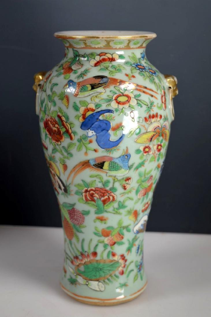 Fine Chinese Celadon Porcelain Vase, B & W & Rose (1 of 6)