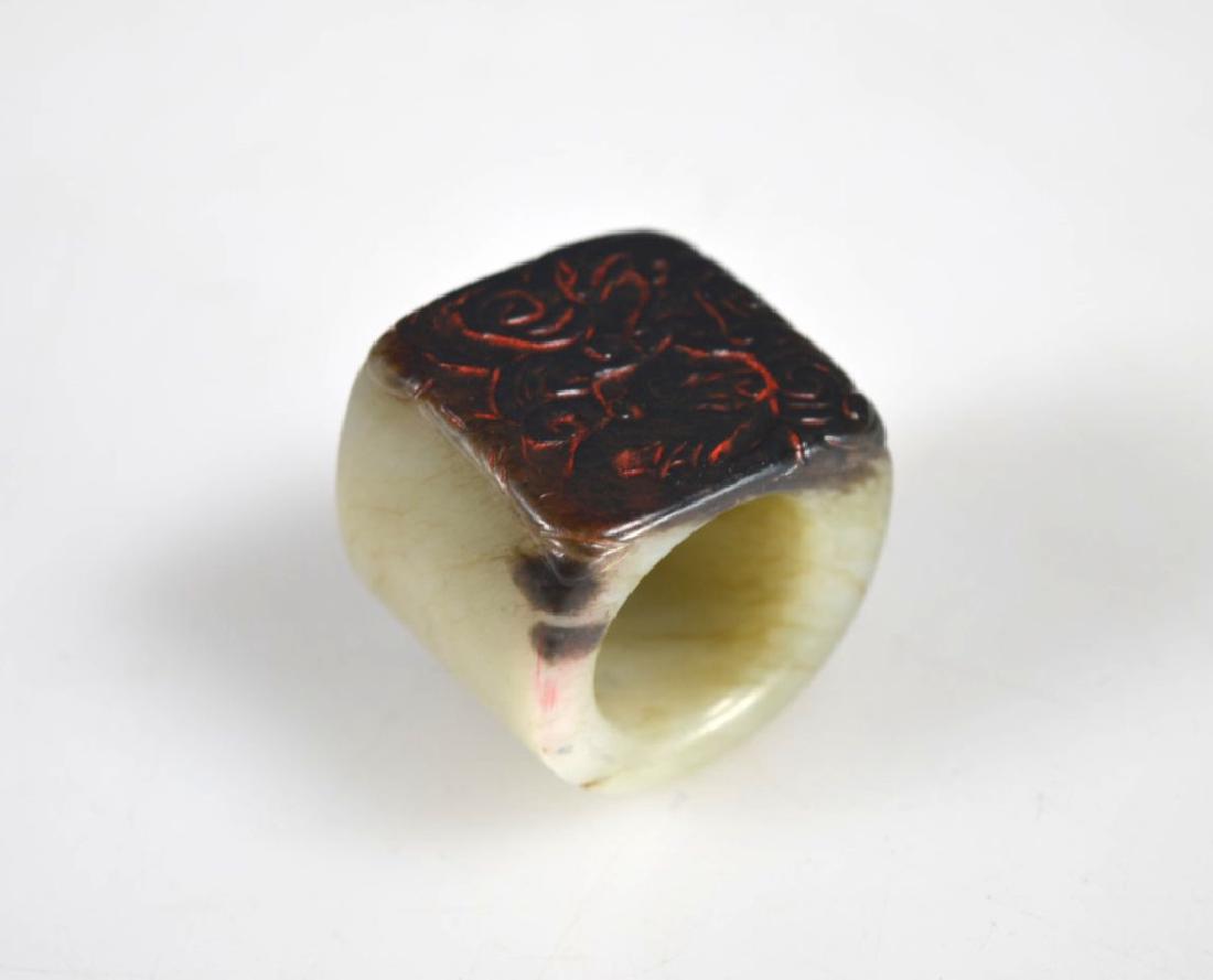 Antique Chinese Black & Pale Celadon Jade Ring (1 of 6)
