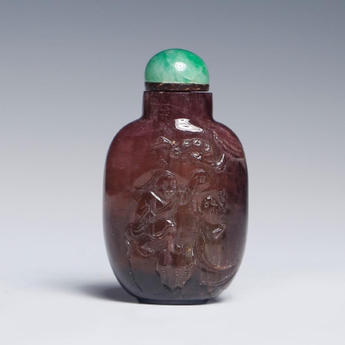 Chinese 19 C Carved Tourmaline Snuff Bottle (1 of 7)