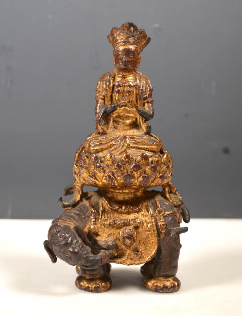 Ming Dynasty Chinese Iron Gilt Buddha on Elephant (1 of 7)