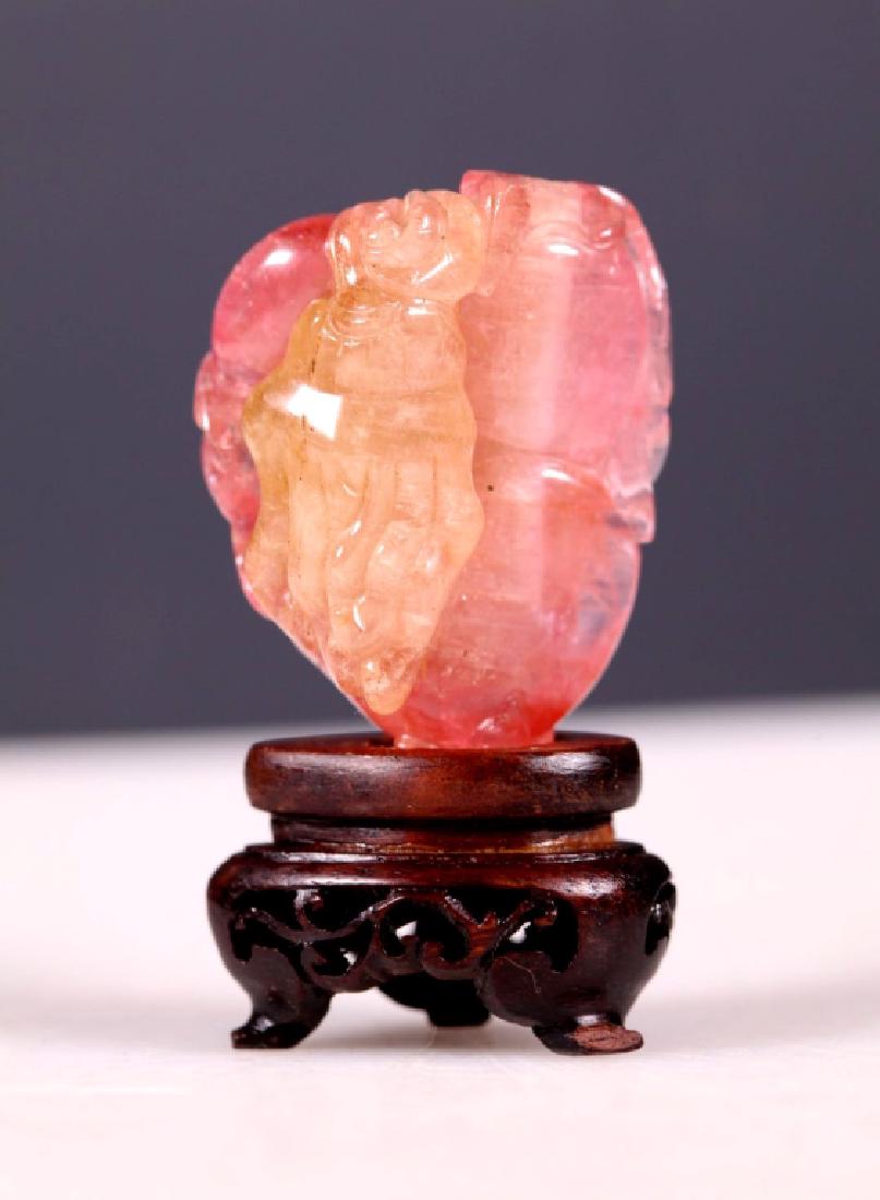 19 C Chinese Carved Tourmaline Pebble (1 of 5)