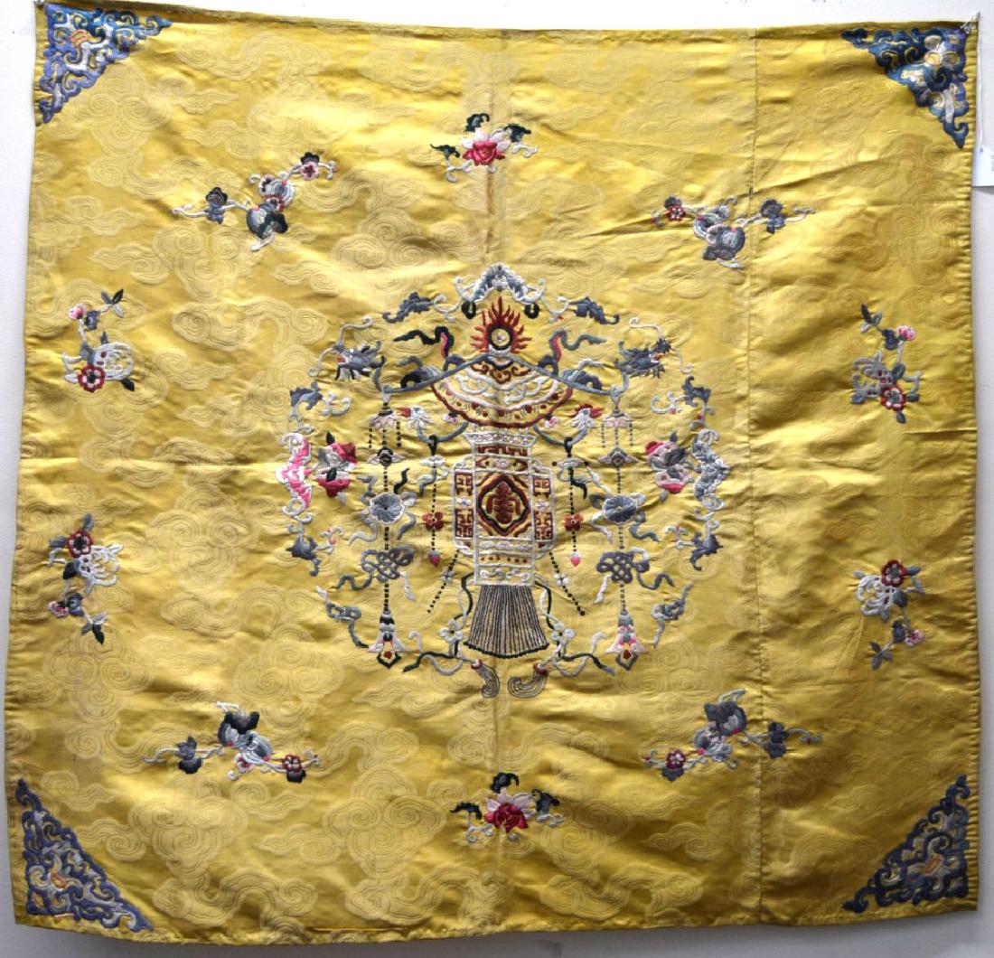 Chinese 18/19 C Imperial Yellow Silk Embroidery (1 of 7)