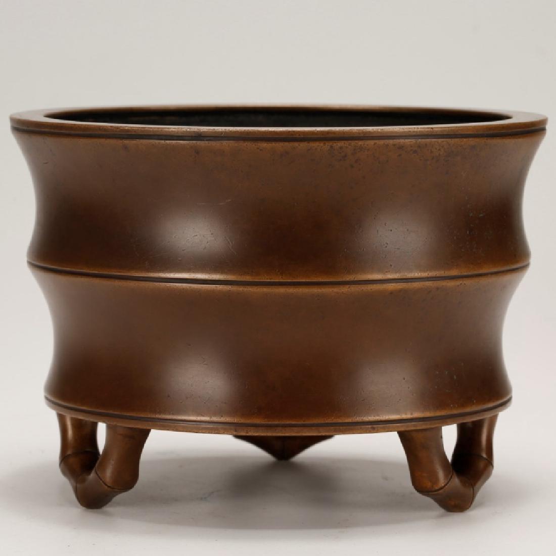 Chinese Qing Patinated Bronze "Bamboo" Censer (1 of 8)
