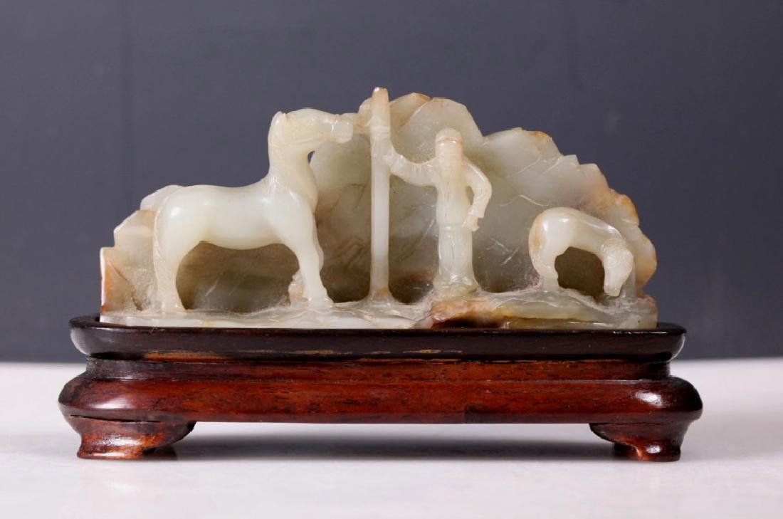 Chinese 19 C Carved Jade Scholar's Brush Rest (1 of 5)