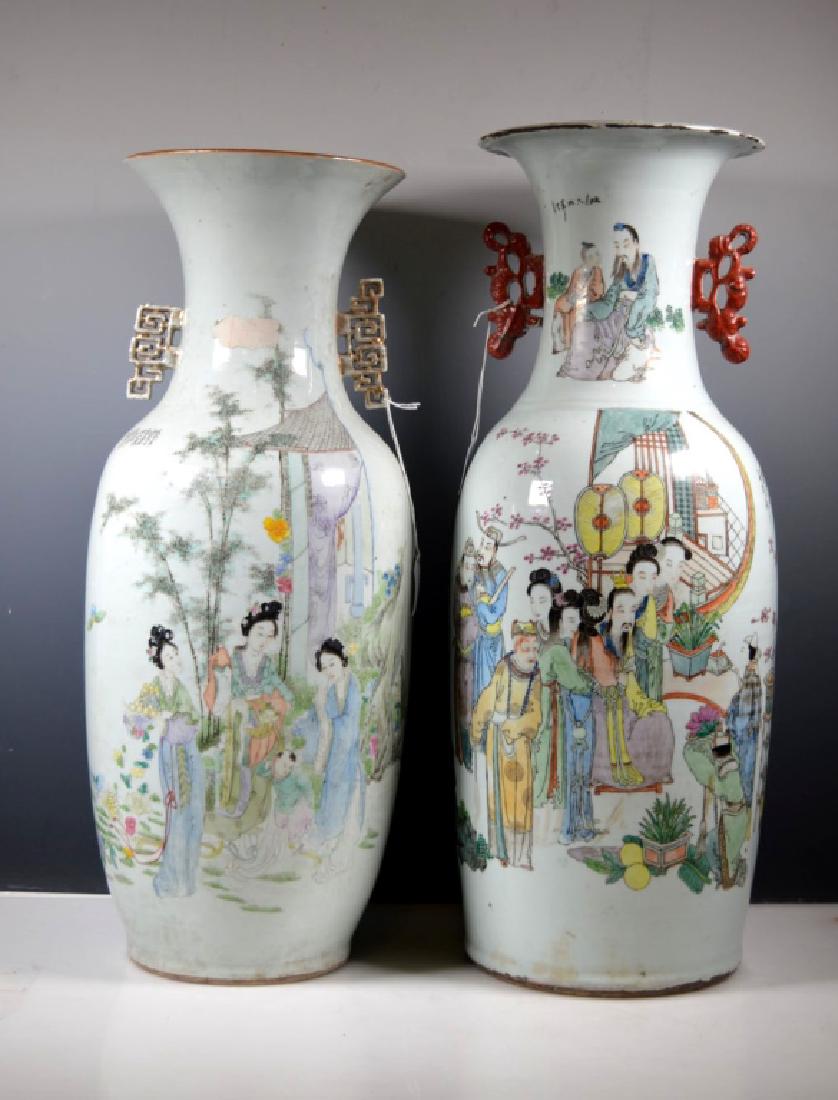 Two Large Chinese Enameled Porcelain Vases (1 of 10)