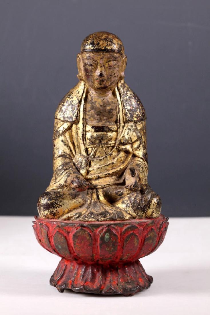 Ming Chinese Gilt Iron Seated Buddha on Lotus (1 of 6)