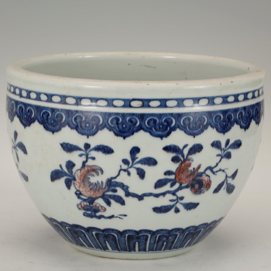Chinese Underglaze Blue & Red Porcelain Planter (1 of 7)