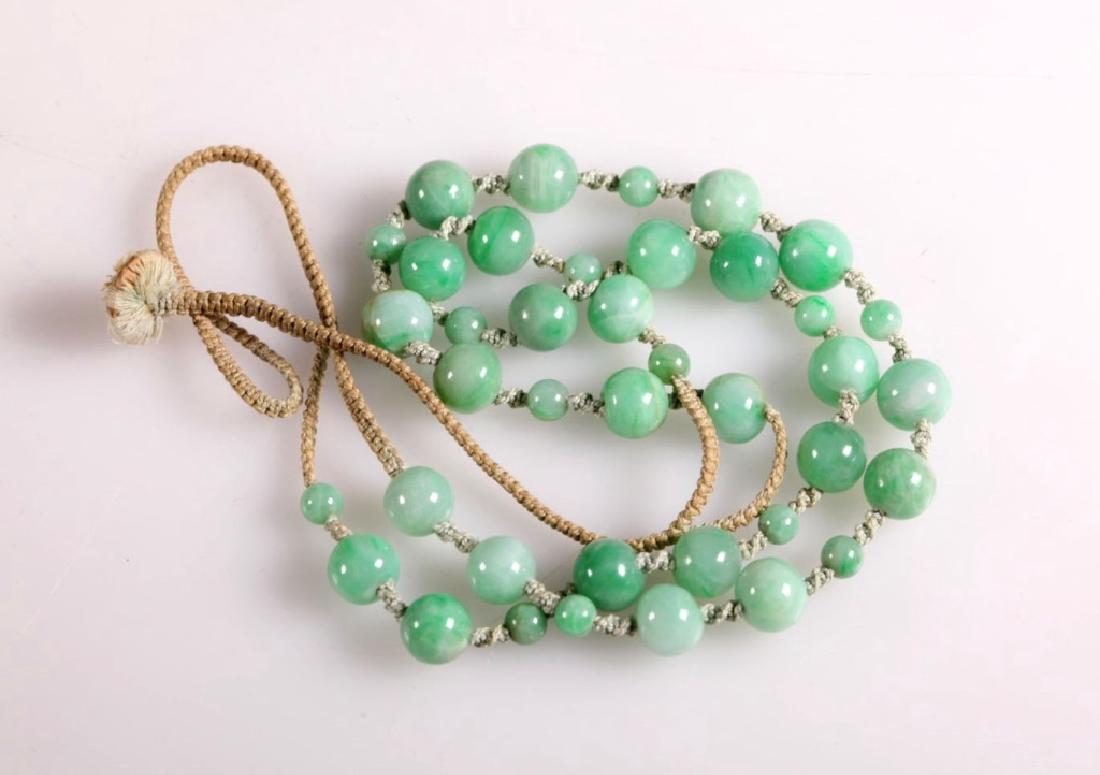 Antique Chinese Translucent Jadeite Bead Necklace (1 of 8)