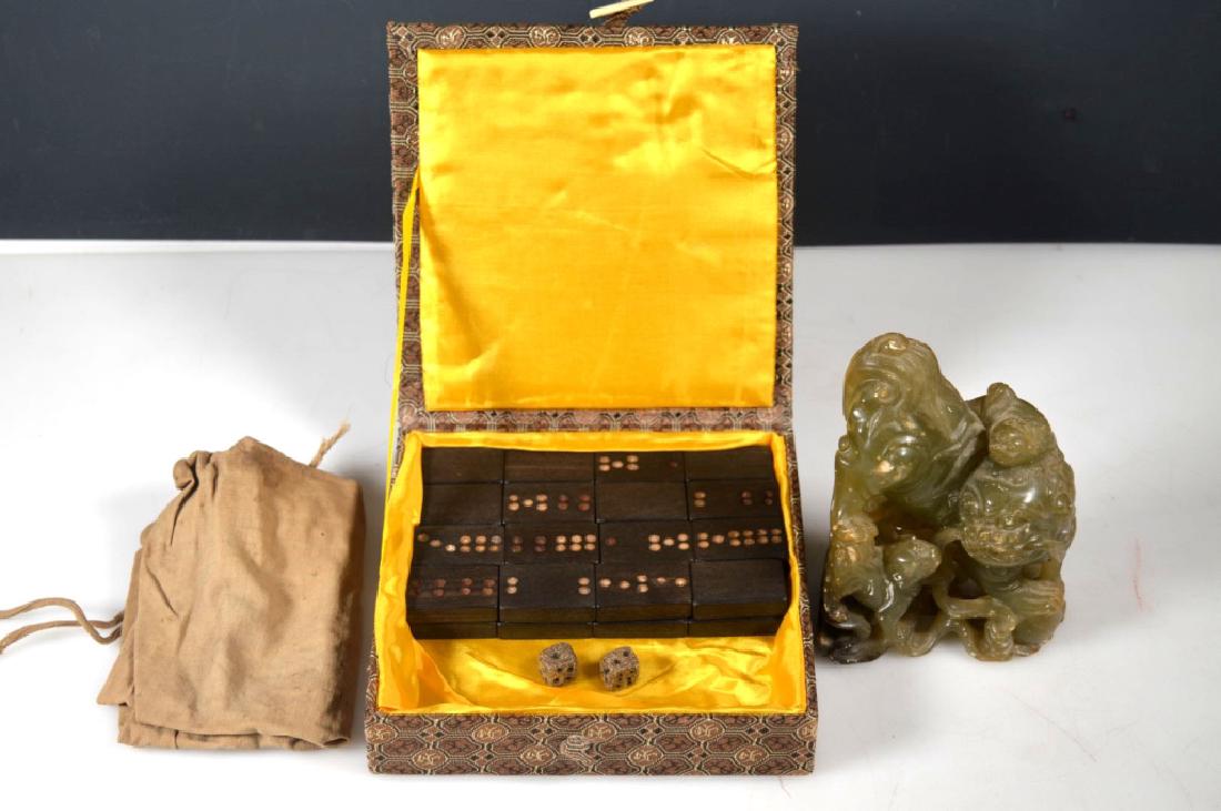 32 Blackwood Dominoes; 2 Dice; Stone Lions (1 of 7)