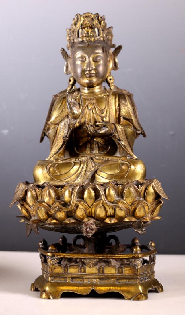 Ming Dynasty Gilt Bronze Seated Guanyin on Lotus (1 of 11)