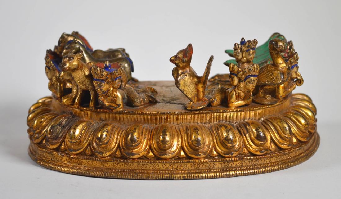 Antique Tibetan Gilt Bronze Large Lotus Base (1 of 8)