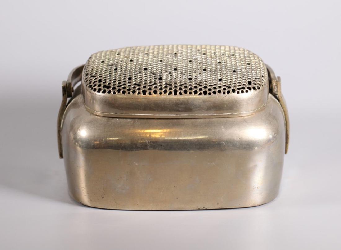 Lg Chinese White Bronze Handled Hand Warmer (1 of 6)
