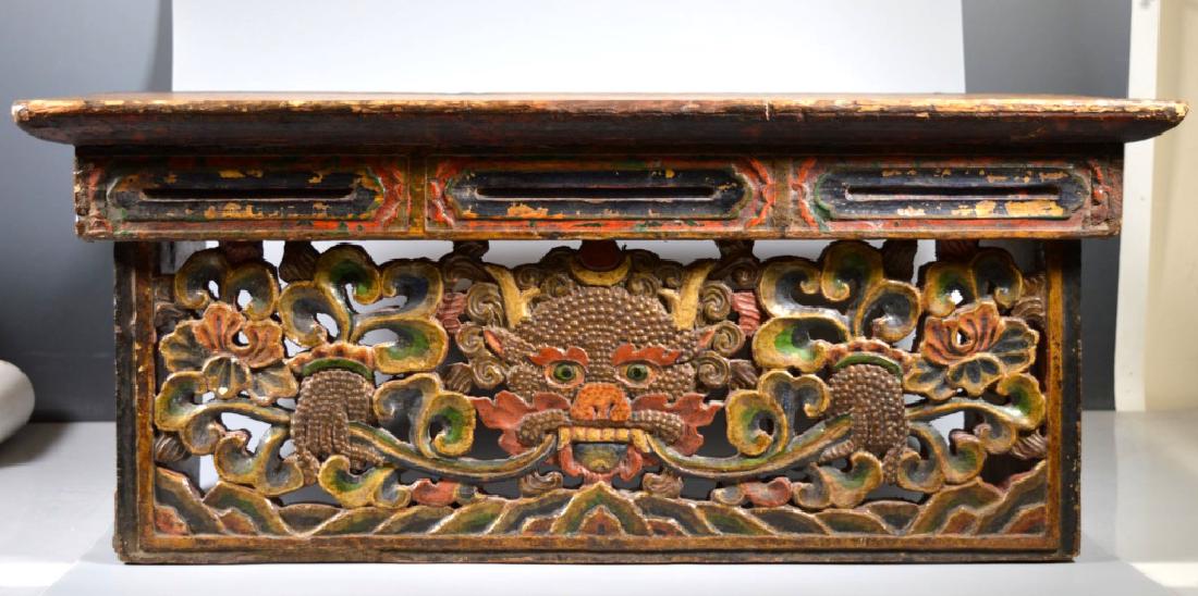 Rare Tibetan 19 C Carved Wood Folding Dragon Altar (1 of 6)