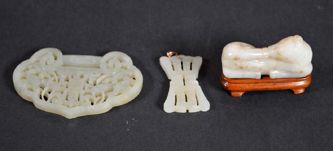 Three Chinese 19 C White Jade Carvings (1 of 8)