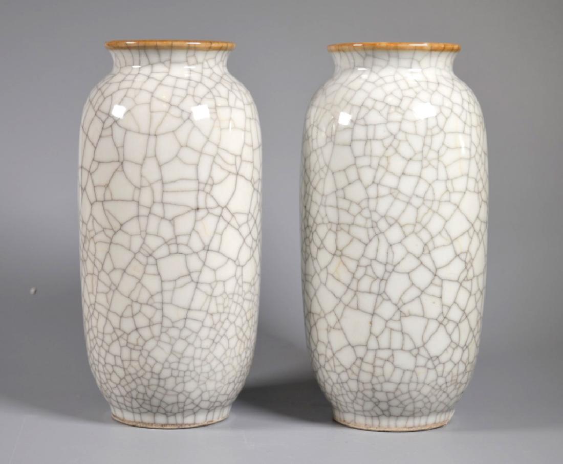 Pair Chinese White Crackle Glazed Porcelain Vases (1 of 6)