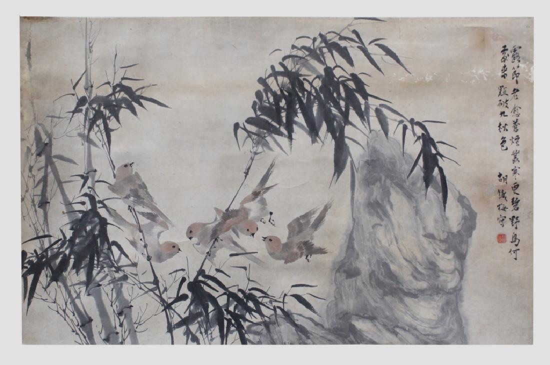 Chinese Ink & Color Painting; Birds & Bamboo (1 of 6)