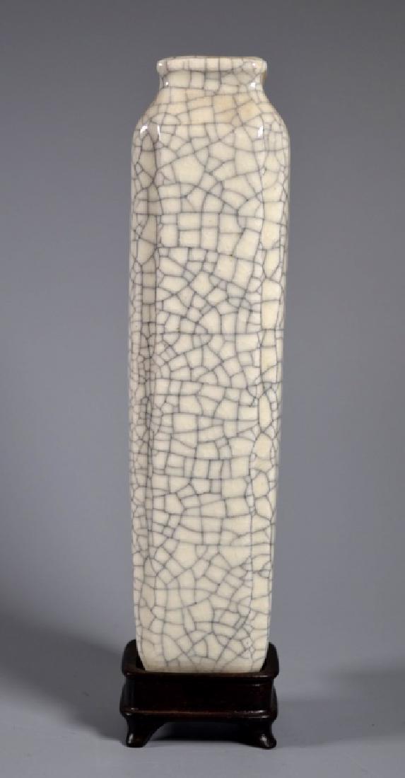 Chinese Crackle Glazed Porcelain Vase with Stand (1 of 5)