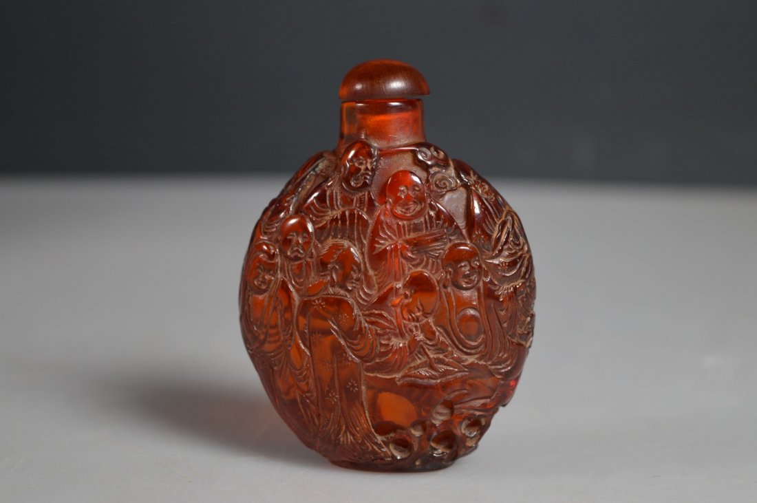 Chinese Cherry Amber Snuff Bottle & Top (1 of 7)