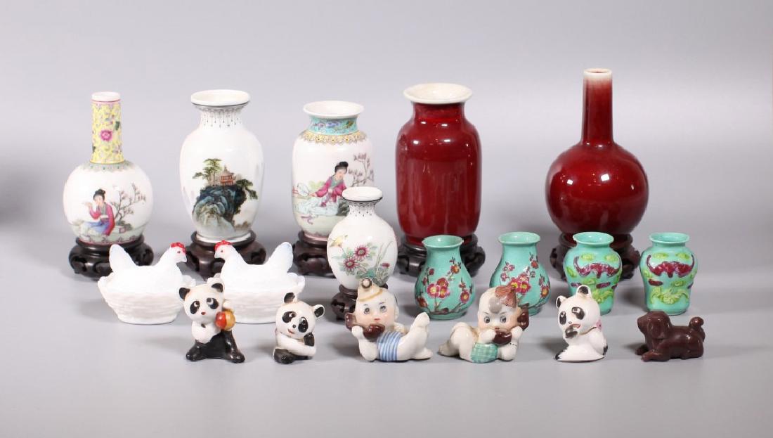 Group 17 Chinese Porcelain Miniatures; 1 Agate Dog (1 of 4)