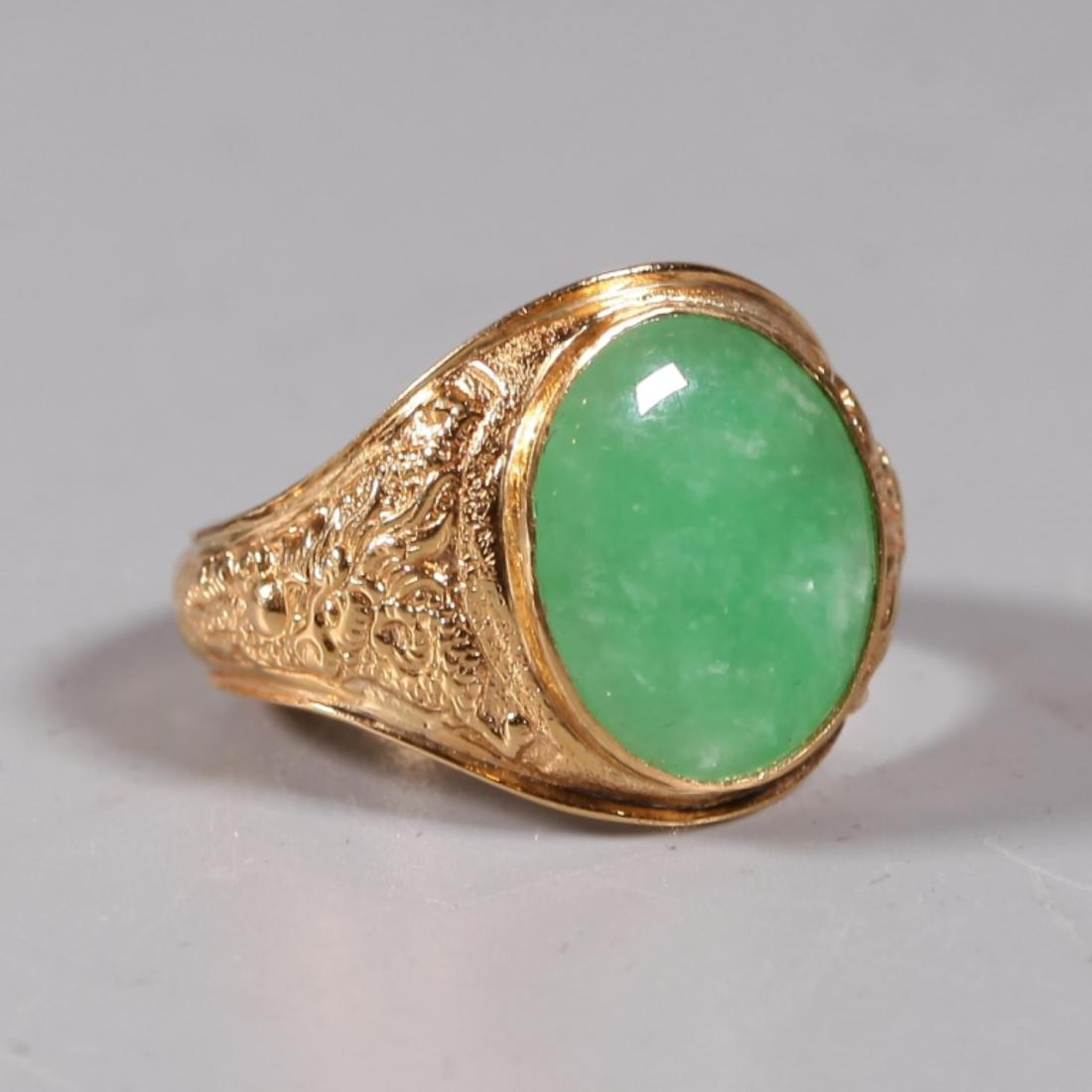 Chinese Natural Apple Green Jadeite 18K Ring (1 of 7)