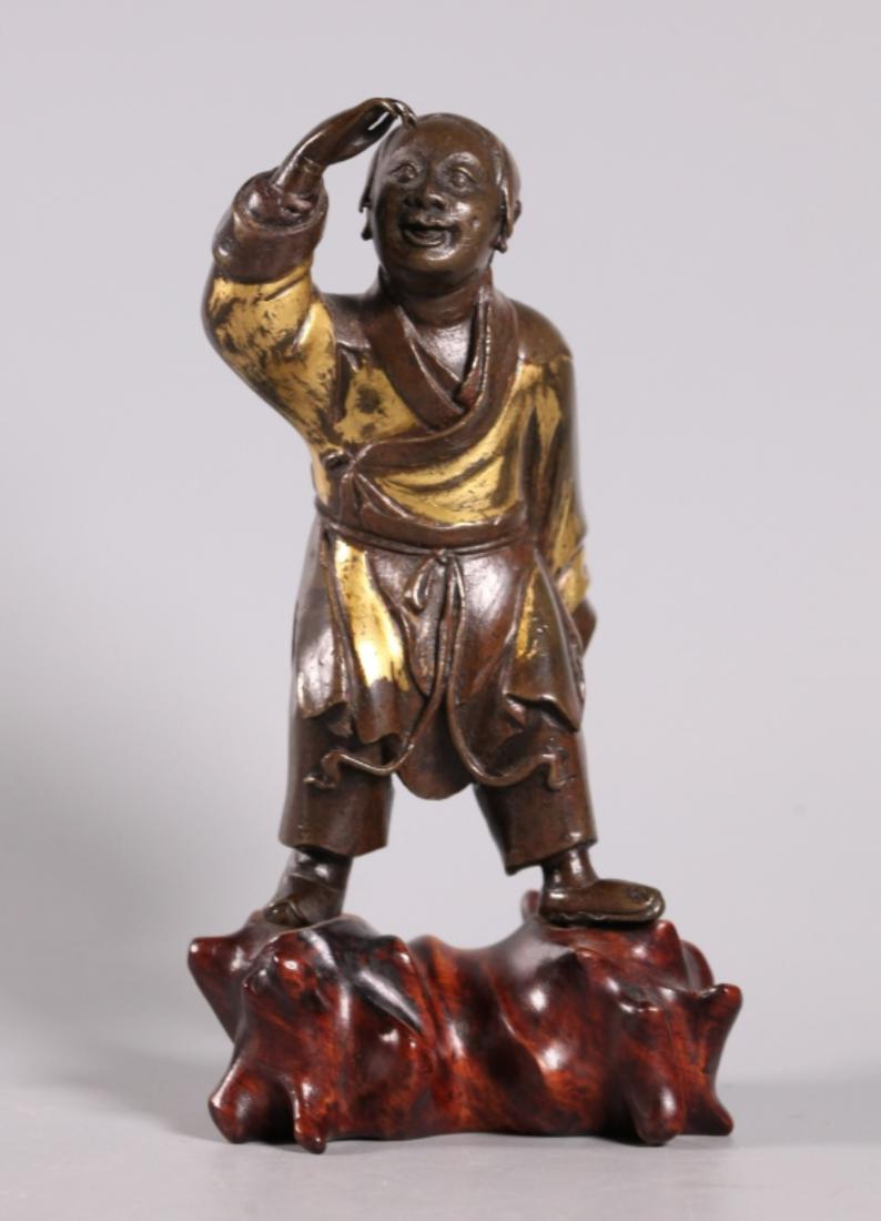Chinese 17 C Gilt Bronze "Boy" Figure (1 of 8)