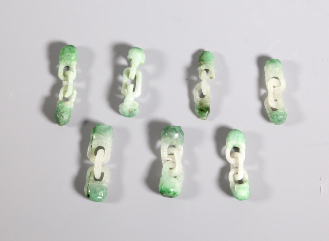 Seven Chinese Carved Jadeite "Bell" Earrings (1 of 3)
