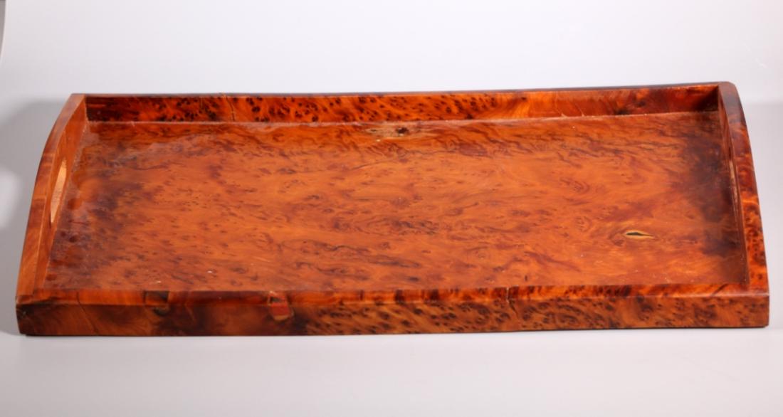 Fine Burl Wood Rectangular Two Handled Tray (1 of 6)