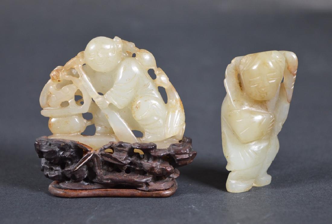 2 Chinese 18/19 C Carved Jade Toggles; 1 Stand (1 of 7)