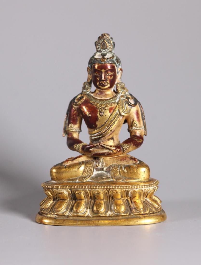 Tibetan 18/19 Century Gilt Bronze Seated Buddha (1 of 8)
