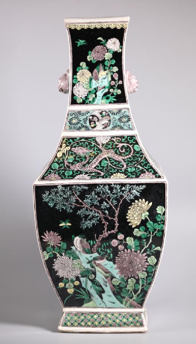 19th Chinese Famille Noire Biscuit Porcelain Vase (1 of 8)