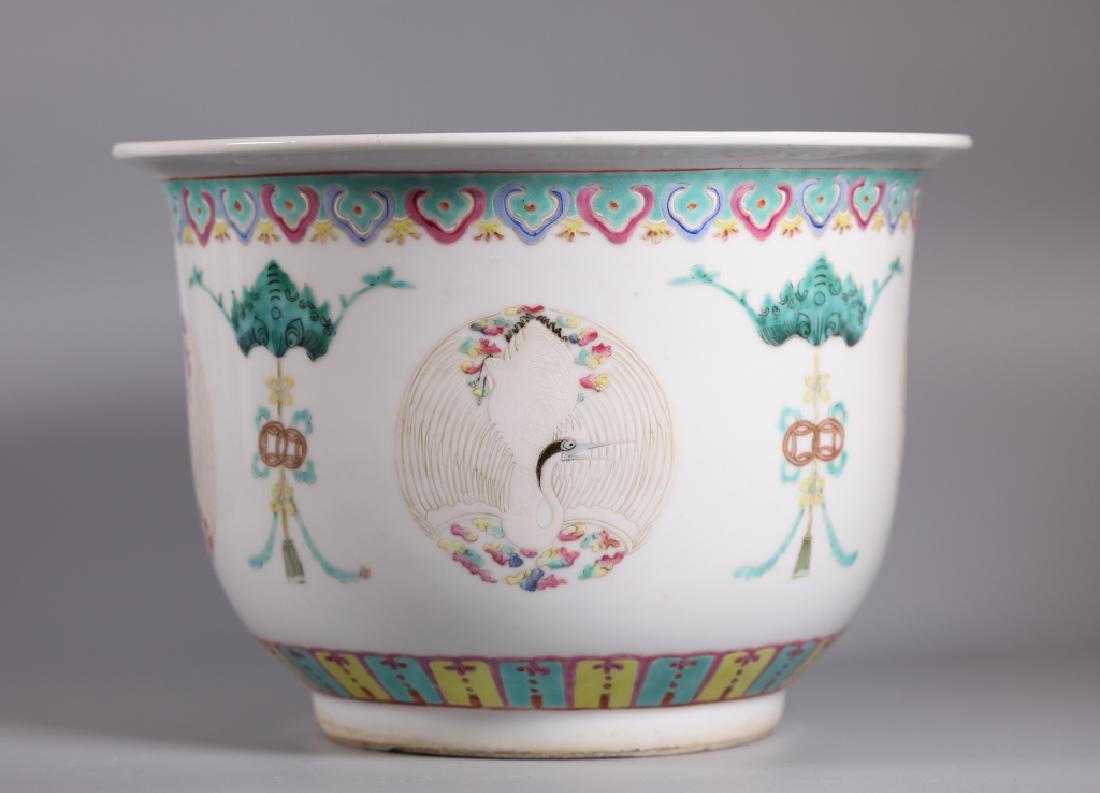 Chinese 19 C Enameled Porcelain Crane Planter (1 of 7)