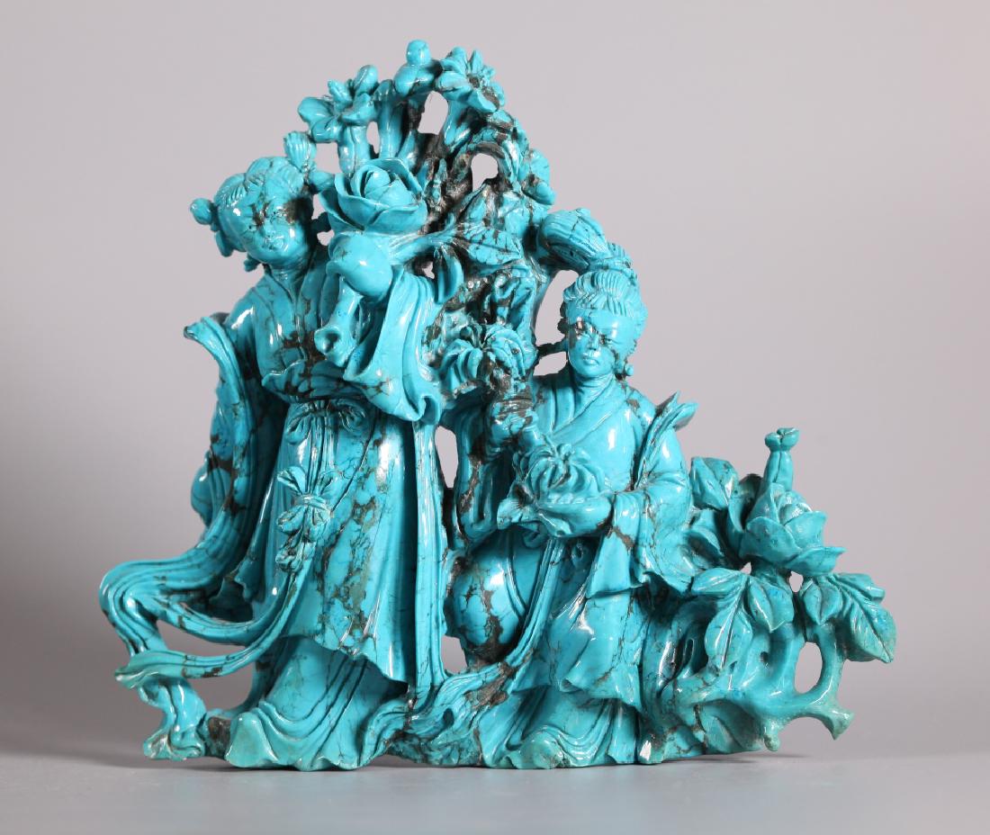 Two Chinese Turquoise Beauties with Flowers, 617G (1 of 7)