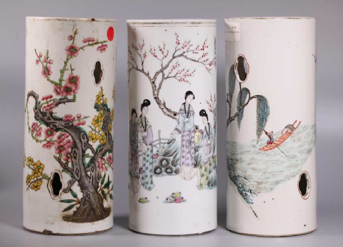 Three Qing Chinese Enameled Porcelain Hat Stands (1 of 10)