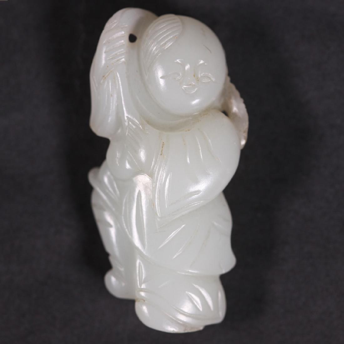 Chinese 19 C White Jade "Boy & Lotus" Toggle (1 of 7)
