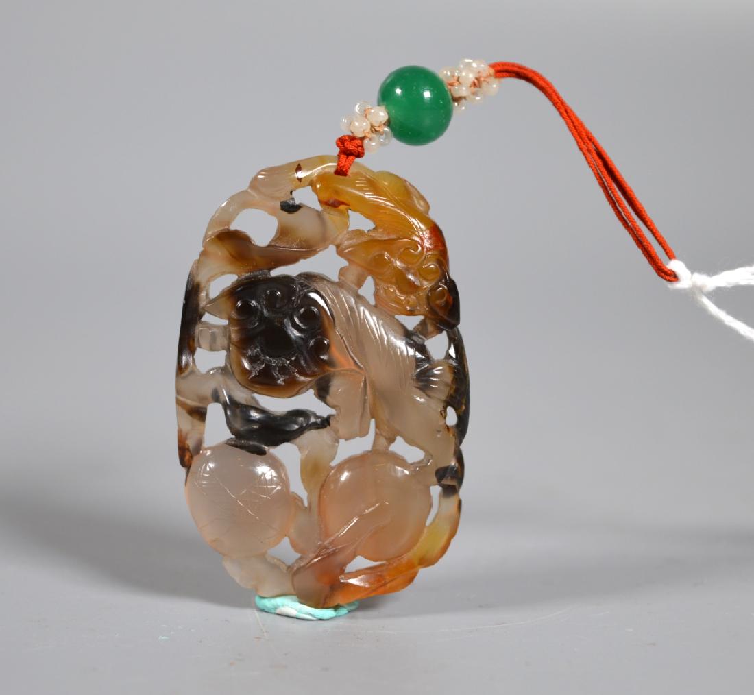 Chinese 19 Century Suzhou Agate Fu Dog Pendant (1 of 6)