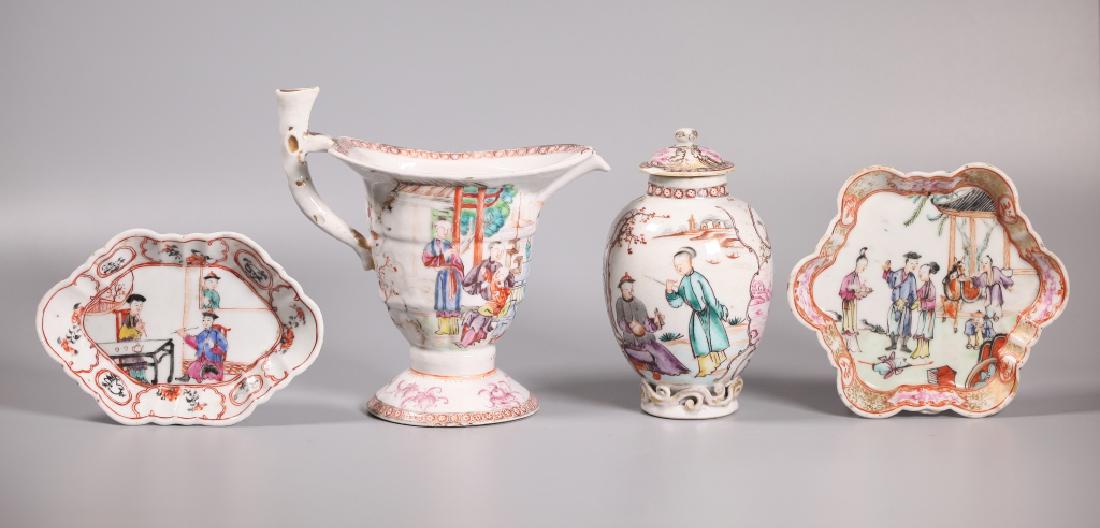 4 Chinese 18 C Mandarin Famile Rose Porcelains (1 of 12)