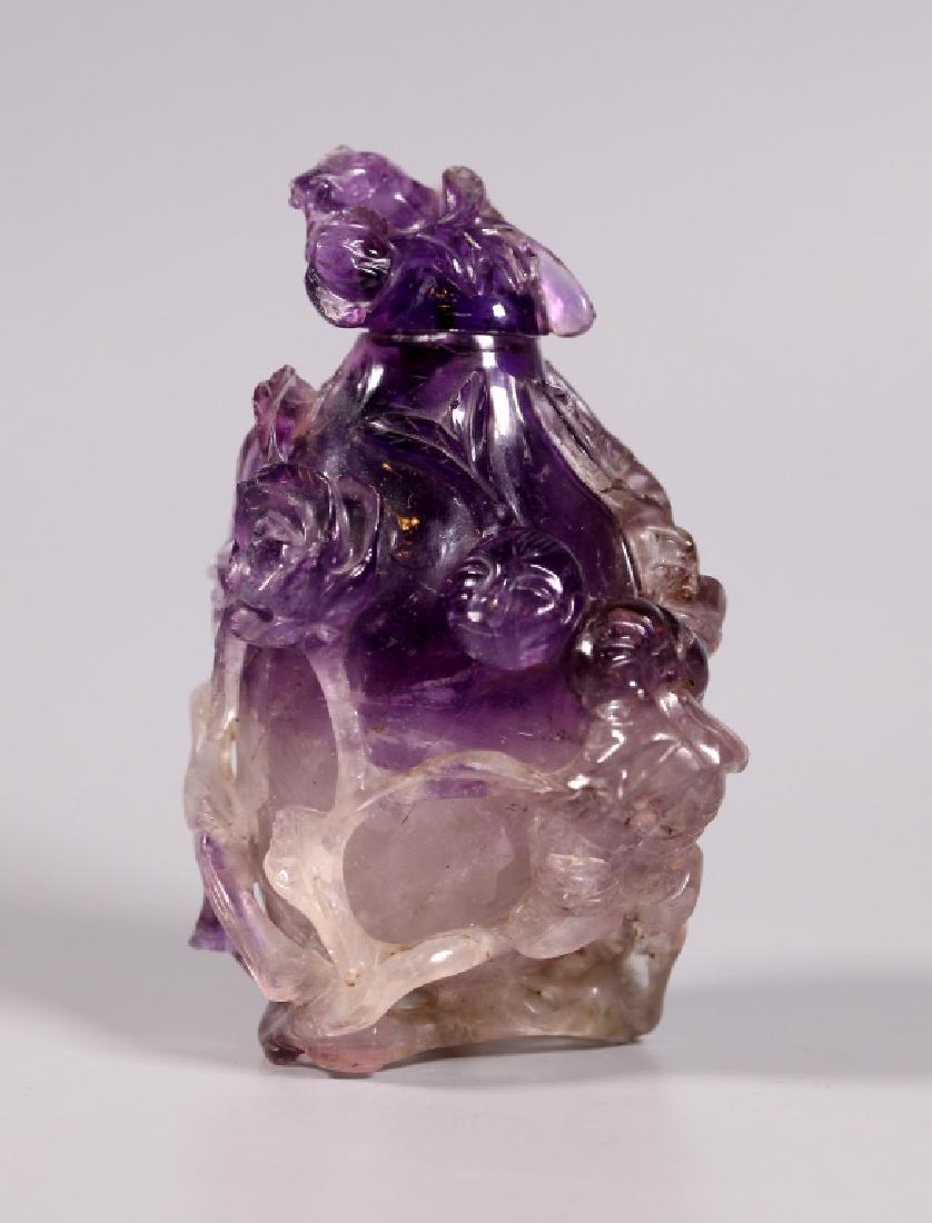 Lg Chinese Amethyst & Rock Quartz Snuff Bottle (1 of 9)