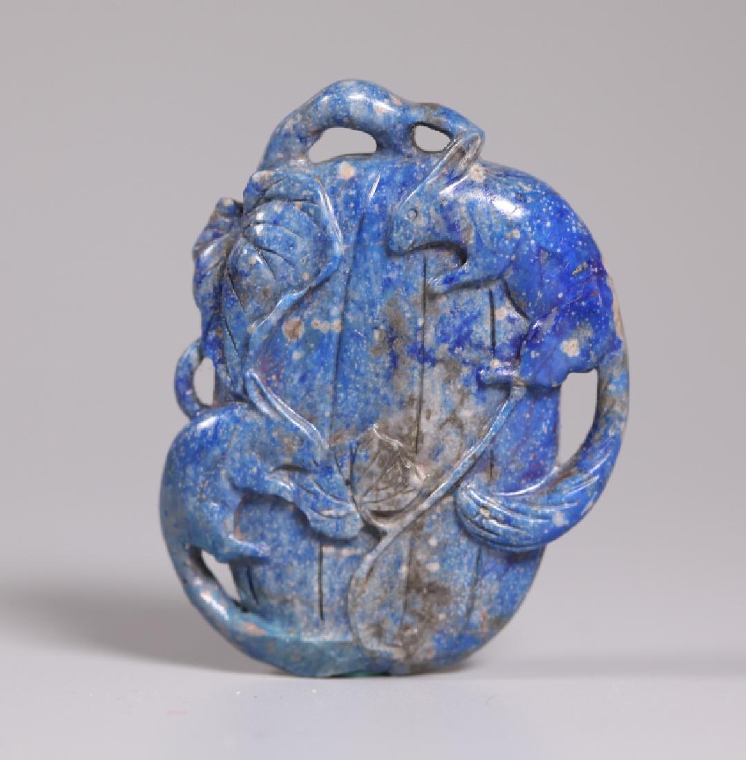 Chinese Carved Lapis Lazuli Melon Pendant (1 of 6)