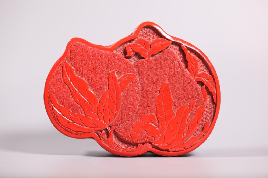 Chinese Cinnabar Red Composition Peach Box & Cover (1 of 7)