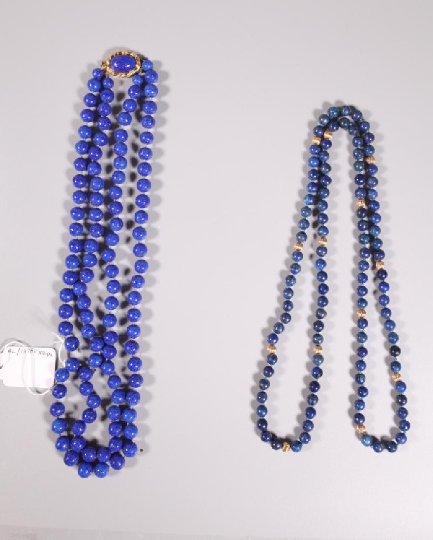 Lapis Lazuli Bead Necklace & Faux Lapis Necklace (1 of 8)