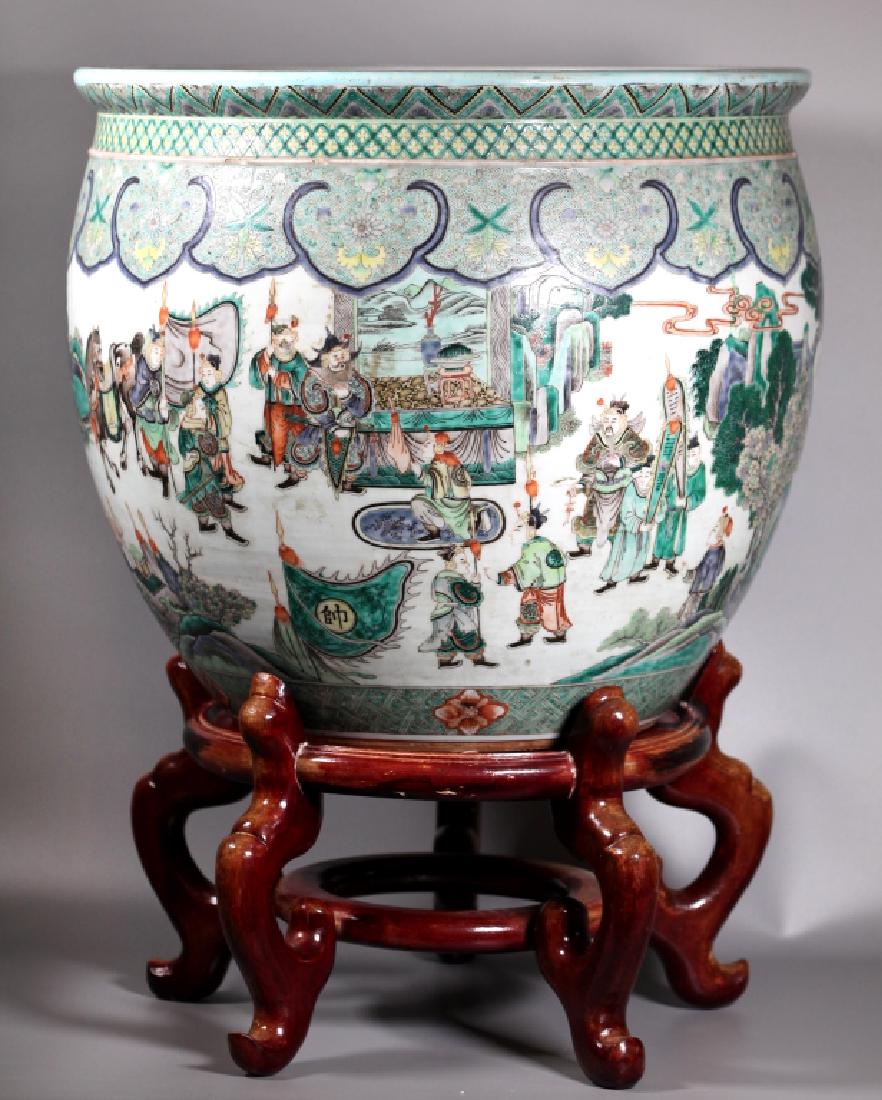 Lg Chinese Qing Famille Verte Porcelain Fish Bowl (1 of 10)