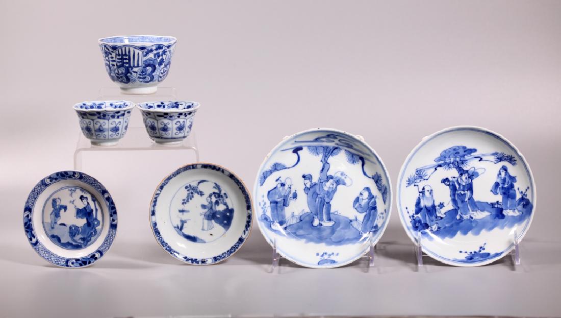 7 Chinese 17 to19 Century B & W Tea Porcelains (1 of 10)