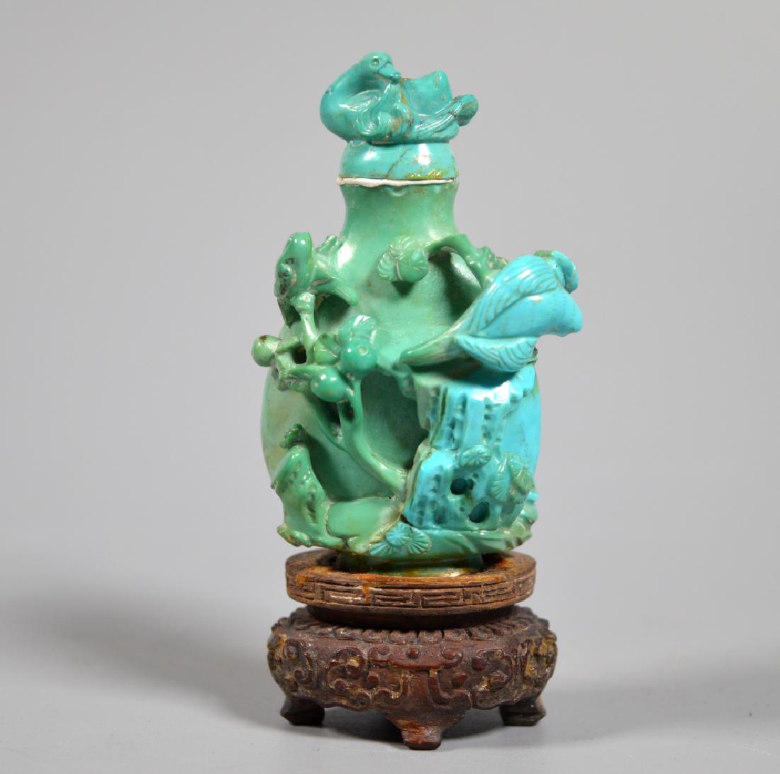 Chinese Well Carved Turquoise Snuff Bottle (1 of 7)