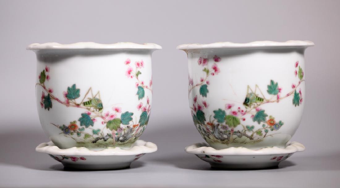 Pr Chiese Grass Hopper Begonia Porcelain Planters (1 of 9)