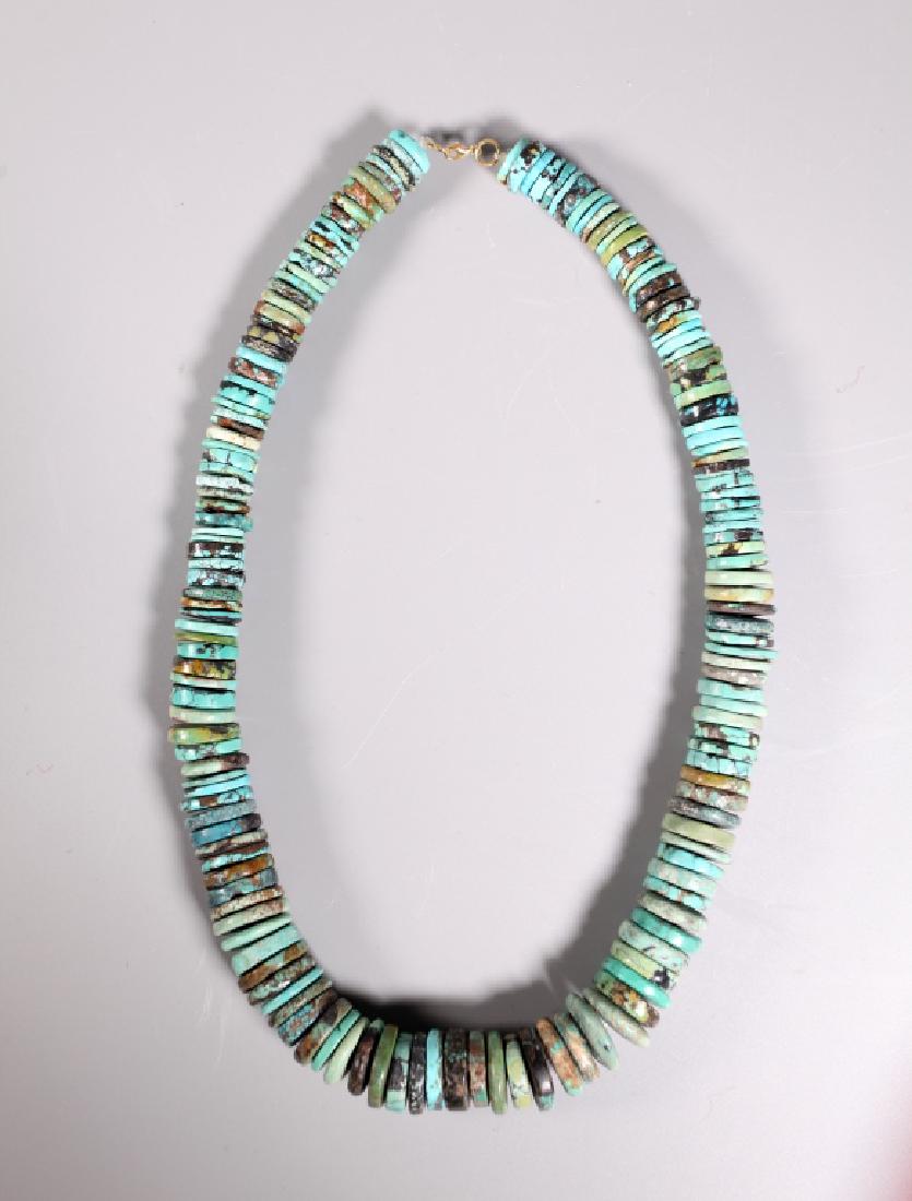 Large Turquoise "Button Bead" Necklace; 491G (1 of 6)
