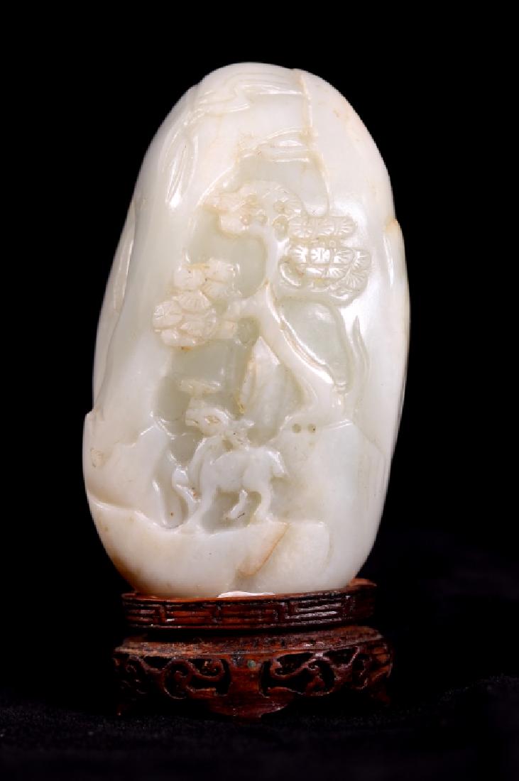 Fine Chinese 18/19 C White Jade Pebble Mountain (1 of 8)