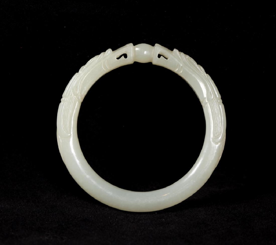 Chinese Warm White Jade Double Dragon Bangle (1 of 8)