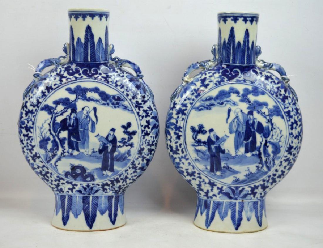 19th Century Pr Chinese B & W Porcelain Moon Vases (1 of 9)