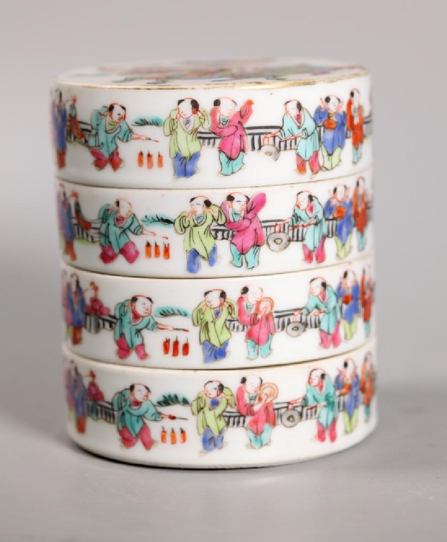 Chinese 19 C 4-Part Porcelain Round Stacking Boxes (1 of 8)