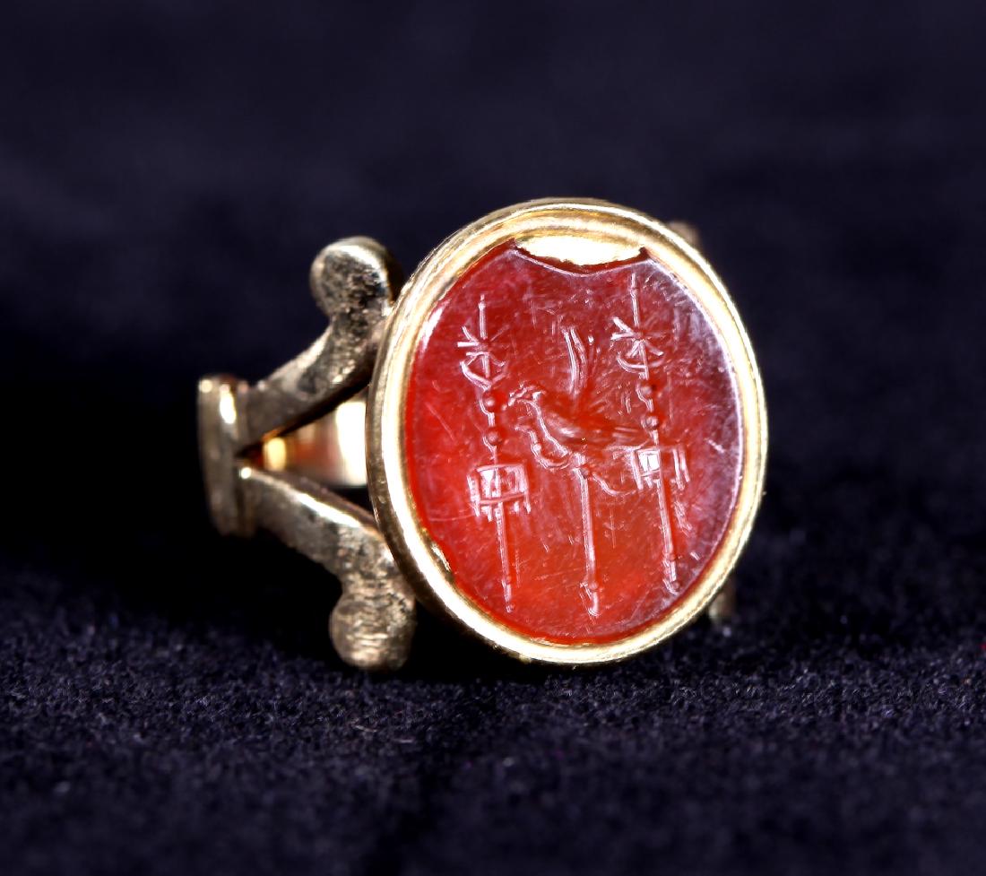 Ancient Roman 1st Century Carnelian Intaglio Ring (1 of 5)